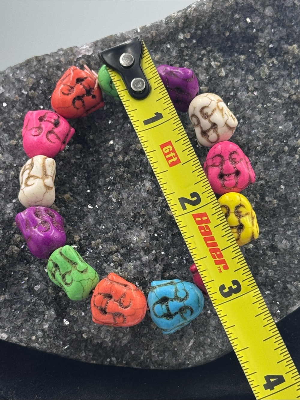 Colorful Buddha Head Beaded Stretch Bracelet - Picture 3 of 4